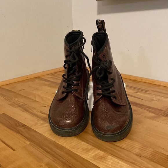 Dr. Martens Maroon Purple 1460 Glitter J Side Zip Combat Ankle Boots Size 3 - Picture 2 of 9